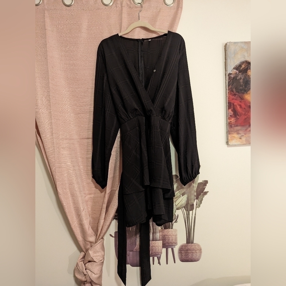 Black romper with‎ ties and flowy dress plus size XXL